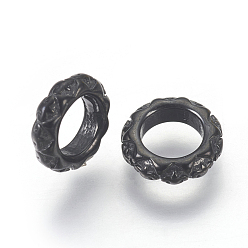 Черный Цвет Металла 304 из нержавеющей стали бусы, бусины с большим отверстием, кольцо, металлический черный , 8.5x2.5 мм, отверстие : 5 мм