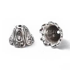 Antique Silver Tibetan Style Alloy Bead Caps, Cadmium Free & Lead Free, Antique Silver, 15x11mm, Hole: 2mm, Inner Diameter: 10mm, about 460pcs/1000g