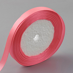 Light Coral Single Face Satin Ribbon, Polyester Ribbon, Light Coral, 1/4 inch(6mm), about 25yards/roll(22.86m/roll), 10rolls/group, 250yards/group(228.6m/group)