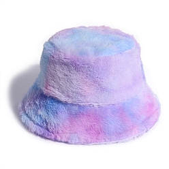 Lilac Faux Rabbit Fur Winter Bucket Hat, Soft Warm Hat for Women, Lilac, 27~30x23cm