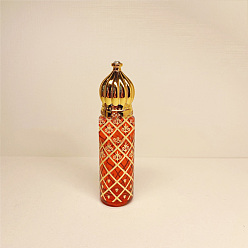 Rouge Bouteilles à billes en verre de style arabe, bouteille rechargeable d'huile essentielle, pour les soins personnels, rouge, 2x7.9 cm, capacité: 6 ml (0.20 fl. oz)