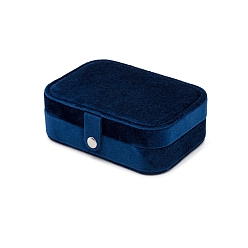 Dark Blue Rectangle Velvet Travel Portable Jewelry Case with Mirror Inside, for Necklaces, Rings, Earrings and Pendants, Dark Blue, 11.5x16x5cm