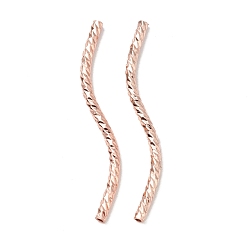 Rose Gold Rack Plating Brass Curved Tube Beads, Cadmium Free & Lead Free, Long-Lasting Plated, Rose Gold, 30x1.5mm, Hole: 0.9mm