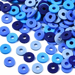 Dark Blue Handmade Polymer Clay Beads, Heishi Beads, for DIY Jewelry Crafts Supplies, Disc/Flat Round, Dark Blue, 6x1mm, Hole: 2mm, about 26000pcs/1000g