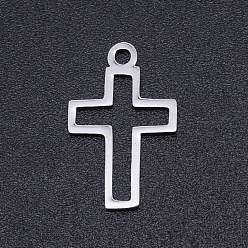 Stainless Steel Color 201 Stainless Steel Laser Cut Pendants, Cross, Stainless Steel Color, 16x10.5x1mm, Hole: 1.4mm