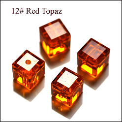 Темно-Оранжевый Имитация Австрийские кристаллические шарики, класс AAA, граненые, кубические, темно-оранжевый, 8x8x8 мм (размер в пределах диапазона погрешностей 0.5~1 мм), отверстие : 0.9~1.6 мм