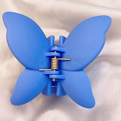 Bleu Royal Pince à cheveux papillon givré, pince à cheveux queue de cheval papillon en plastique pour femme, bleu royal, 59.94x67.82x44.96mm