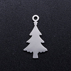 Stainless Steel Color 201 Stainless Steel Pendants, Christmas Tree, Stainless Steel Color, 18x10x1mm, Hole: 1.5mm