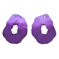 Purple Spray Painted Iron Pendants, Nuggets, Purple, 44x34x4mm, Hole: 1.5mm