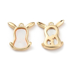 Real 18K Gold Plated Rack Plating Brass Cow Head Charms with Shell, Long-Lasting Plated, Real 18K Gold Plated, 13x11.5x2mm, Hole: 1mm