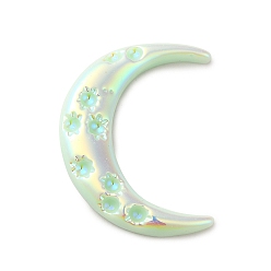 Light Green Opaque Resin Cabochons, AB Color Plated, Moon, Light Green, 33x25x4mm