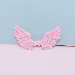 Pink Forma de ala de ángel coser en accesorios de adorno esponjosos, decoración artesanal de costura diy, rosa, 68x35 mm