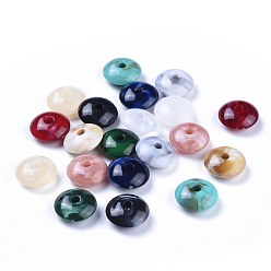 Couleur Mélangete Perles acryliques, style de pierres fines imitation, rondelle, couleur mixte, 14x6mm, trou: 2.5 mm, environ 800 pcs / 500 g