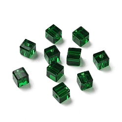 Vert Foncé Verre imitation perles de cristal autrichien, facette, suqare, vert foncé, 5.5x5.5x5.5mm, Trou: 1mm