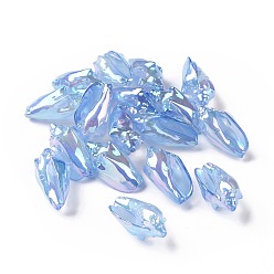 Cornflower Blue UV Plating Rainbow Iridescent Acrylic Beads, Conch Shape, Cornflower Blue, 30x16x14mm, Hole: 1.7mm