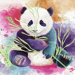 Panda Kits de peinture au diamant bricolage sur le thème des animaux, y compris la toile, strass de résine, stylo collant diamant, plaque de plateau et pâte à modeler, motif panda, toile : 300x400mm