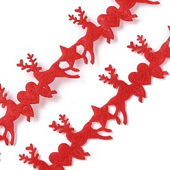 Rouge Bordure en dentelle en feutre de cerf aimant Noël, embellissement de garniture de renne en polyester, pour la décoration de fête de Noël, rouge, 1 pouces (25 mm), environ 10.94 yards (10m)/rouleau