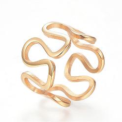 Oro 304 anillos de banda ancha de acero inoxidable, hueco, dorado, tamaño de 7, 17 mm