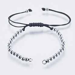 Platinum Nylon Thread Cord Bracelet Making, with Brass Findings, Platinum, 5 inch(128mm)~5-1/4 inch(132mm)
, Hole: 2.5mm