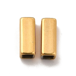 Chapado en Oro Real 18K Revestimiento iónico (ip) 304 perlas de acero inoxidable, Rectángulo, real 18 k chapado en oro, 10x4x4 mm, agujero: 2.5x2.5 mm