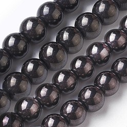 Black Plated Electroplate Glass Beads Strands, Round, Black Plated, 3mm, Hole: 1mm, about 100pcs/strand, 23.6 inch