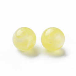 Champagne Yellow Acrylic Beads, Imitation Gemstone, Round, Champagne Yellow, 10mm, Hole: 1.6mm, about 1000pcs/500g