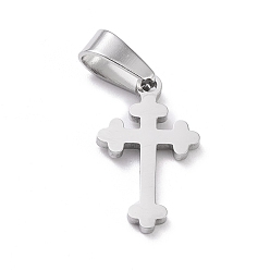 Stainless Steel Color 304 Stainless Steel Pendants, Laser Cut, Cross, Stainless Steel Color, 19x11.5x1.5mm, Hole: 3.5x7mm