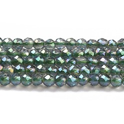 Cadet Blue Electroplate Transparent Glass Beads Strands, Rainbow Plated, Faceted Round, Cadet Blue, 2mm, Hole: 0.7mm, about 184~187pcs/strand, 14.45''(36.7cm)