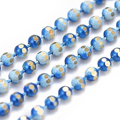 Blue Electroplated Brass Faceted Ball Chains, Round, with Spool, Soldered, Blue, 1.5mm, about 164.04 Feet(50m)/roll