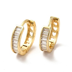 Real 18K Gold Plated Clear Cubic Zirconia Rectangle Hoop Earrings, Ion Plating(IP) Brass Hollow Out Heart Earrings for Women, Real 18K Gold Plated, 14.5x16x4mm, Pin: 0.8mm