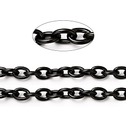 Electrophoresis Black 304 Stainless Steel Cable Chains, with Spool, Unweled, Electrophoresis Black, 8x6x1.5mm, about 32.8 Feet(10m)/roll