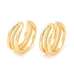 Real 18K Gold Plated Brass Cuff Earrings, Split Earrings for Non Piercing, Long-Lasting Plated, Lead Free & Cadmium Free, Real 18K Gold Plated, 14x14.5x5.5mm