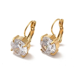 Golden Crystal Rhinestone Leverback Earrings, 304 Stainless Steel Jewelry for Women, Golden, 18mm, Pin: 0.8mm