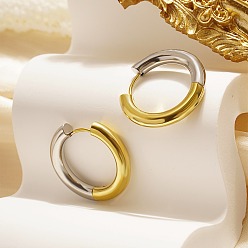 Золотой & Цвет Нержавеющей Стали Двухцветные 304 серьги-кольца из нержавеющей стали для женщин, золотые и нержавеющая сталь цвет, 25 мм