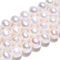 Creamy White Natural Cultured Freshwater Pearl Beads Strands, Potato, Creamy White, 6.5~7.5mm, Hole: 0.6mm, about 57~58pcs/strand, 14.96~15.16 inch(38~38.5cm)