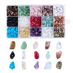 Pierre Mélangete Perles de pierres précieuses naturelles et synthétiques mixtes, puce, pierre mixte, 5~8x5~8mm, Trou: 1mm