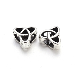 Antique Silver Tibetan Style Alloy European Beads, Large Hole Beads, Cadmium Free & Lead Free, Trinity Knot, Antique Silver, 11x12x7mm, Hole: 5mm, about 550pcs/1000g