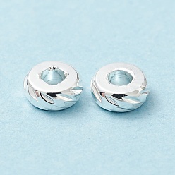 Silver Brass Beads, Cadmium Free & Lead Free, Flat Round, Silver, 4.8x2mm, Hole: 1.8mm
