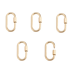 Golden Brass Screw Carabiner Lock Charms, for Necklaces Making, Oval, Golden, 25x13x4mm, Screw: 6x4mm