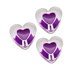 Dark Violet Transparent Acrylic Enamel Beads, Heart, Dark Violet, 18x10mm, Hole: 2.5mm, about 500g/bag