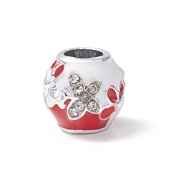 Butterfly Alloy Rhinestone European Beads, Large Hole Beads, Christmas Theme, Butterfly, 10x9mm, Hole: 4.5mm