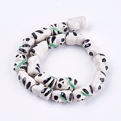 Black Handmade Porcelain Beads, Panda, Black, 19~20x13~13.5x11~13mm, Hole: 2mm