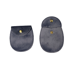 Gray Velvet Jewelry Bag, for Bracelet, Necklace, Earrings Storage, Oval, Gray, 8.5x8cm