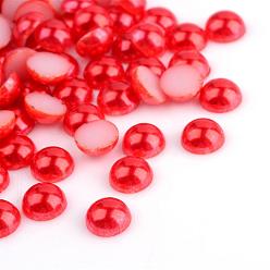 Red ABS Plastic Cabochons, Imitation Pearl, Half Round, Red, 4x2mm, about 10000pcs/bag