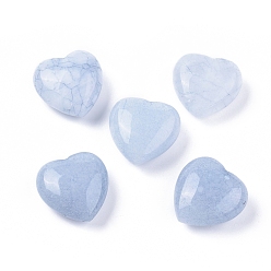 Aventurina Azul Piedra de amor de corazón de aventurina azul natural, piedra de palma de bolsillo para el equilibrio de reiki, 25x25x12~13 mm