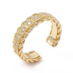 Oro Anillo cuadrado abierto con circonita cúbica transparente, joyas de latón para mujer, dorado, tamaño de EE. UU. 7 1/4 (17.5 mm)
