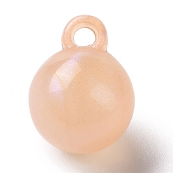 PeachPuff Luminous Acrylic Pendants, with Glitter, Glow In The Dark, Round Charms, PeachPuff, 20x15.5mm, Hole: 3.5mm, about 200pcs/500g