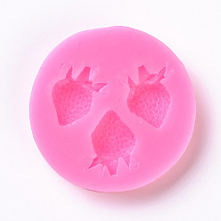 Pink Moules en silicone de qualité alimentaire, moules fondants, pour la décoration de gâteau de bricolage, chocolat, moule à bonbons, fraise, rose, 50.5x8.5mm