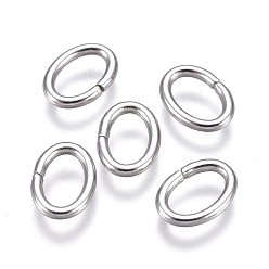 Stainless Steel Color 304 Stainless Steel Jump Rings, Open Jump Rings, Oval, Stainless Steel Color, 18 Gauge, 7x5x1mm, Inner Diameter: 3x5mm