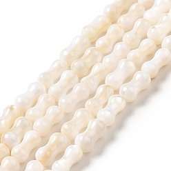 Blanc Eau douce naturelle de coquillage perles brins, arachide, blanc, 8x3.5mm, Trou: 0.7mm, Environ 50 pcs/chapelet, 15.16~15.28 pouce (38.5~38.8 cm)